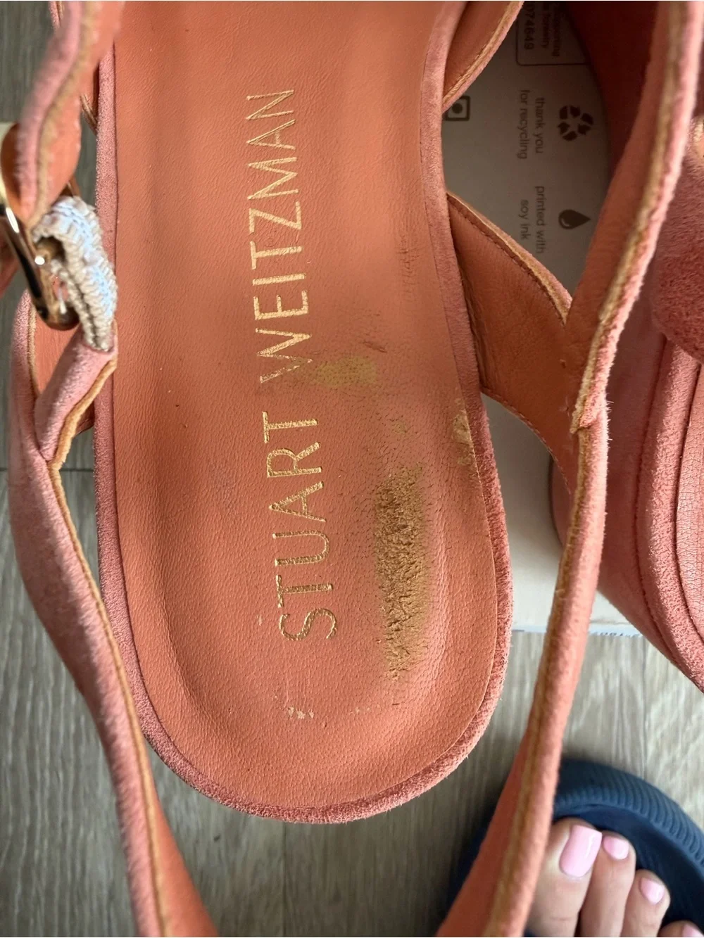 Stuart Weitzman Carmen Midi Wedge Sandals Terracotta Suede Size 9.5B